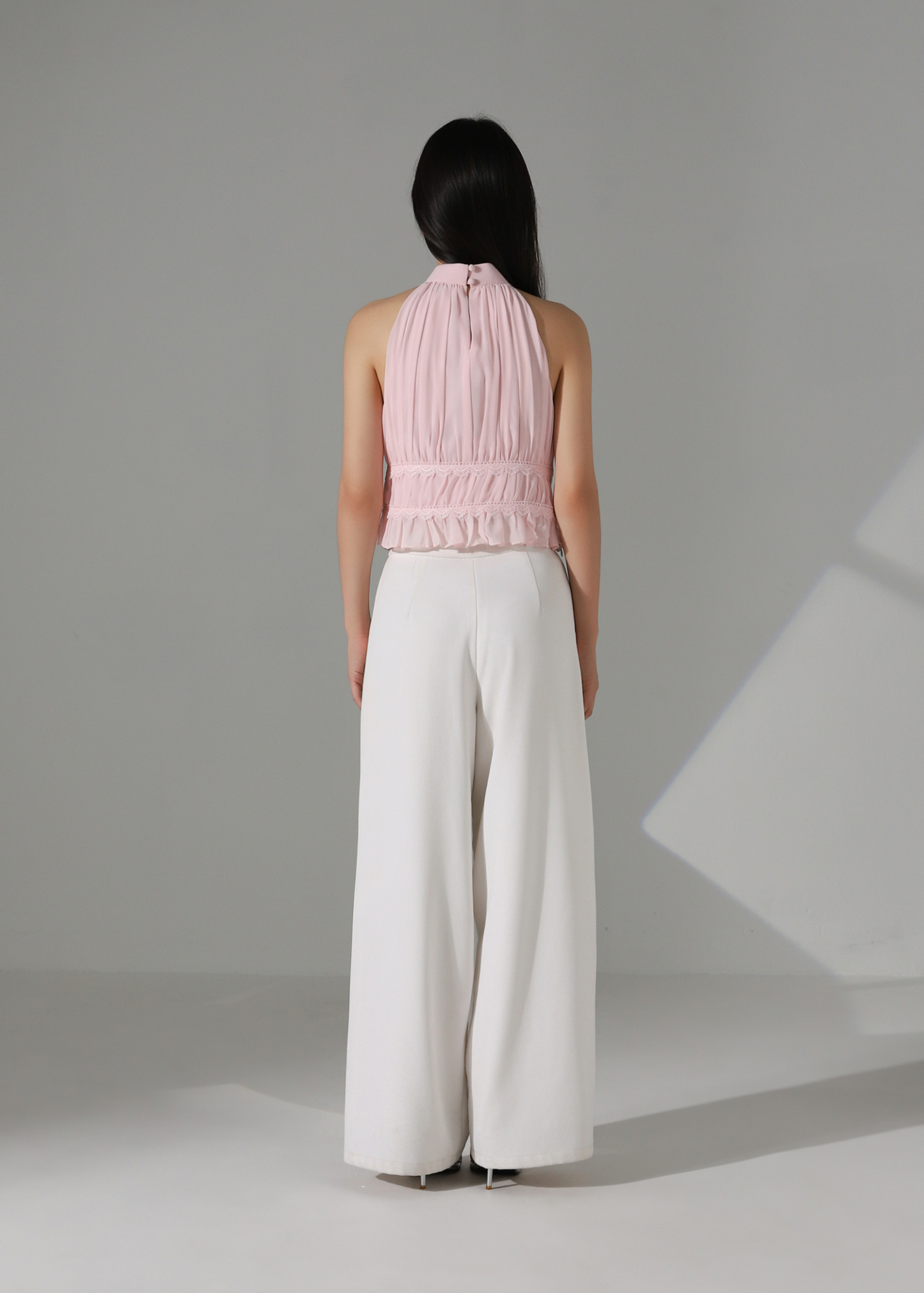 Halter Neck Chiffon Ruffle Top AC189