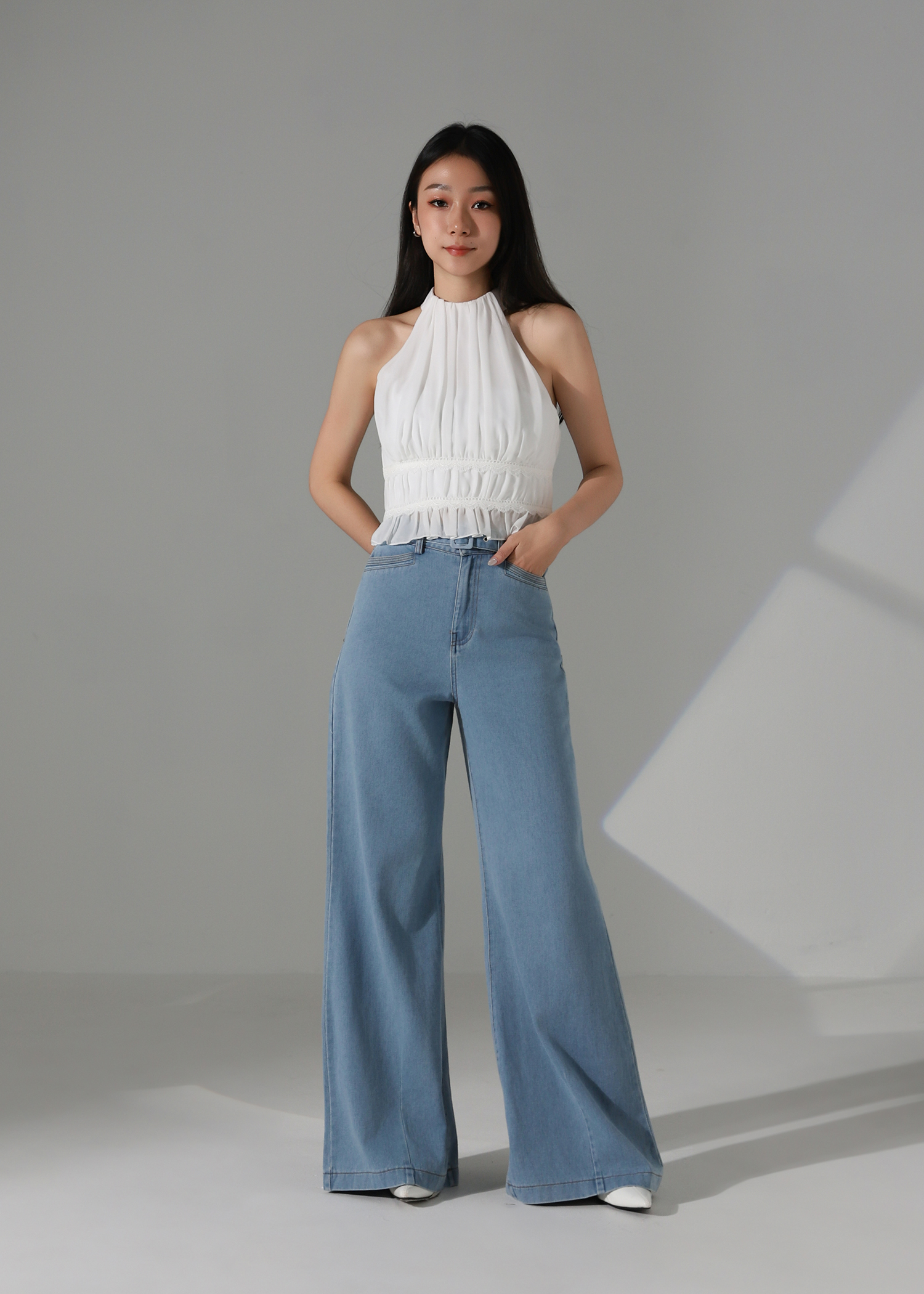 Halter Neck Chiffon Ruffle Top AC189