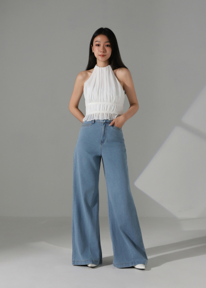 Halter Neck Chiffon Ruffle Top AC189