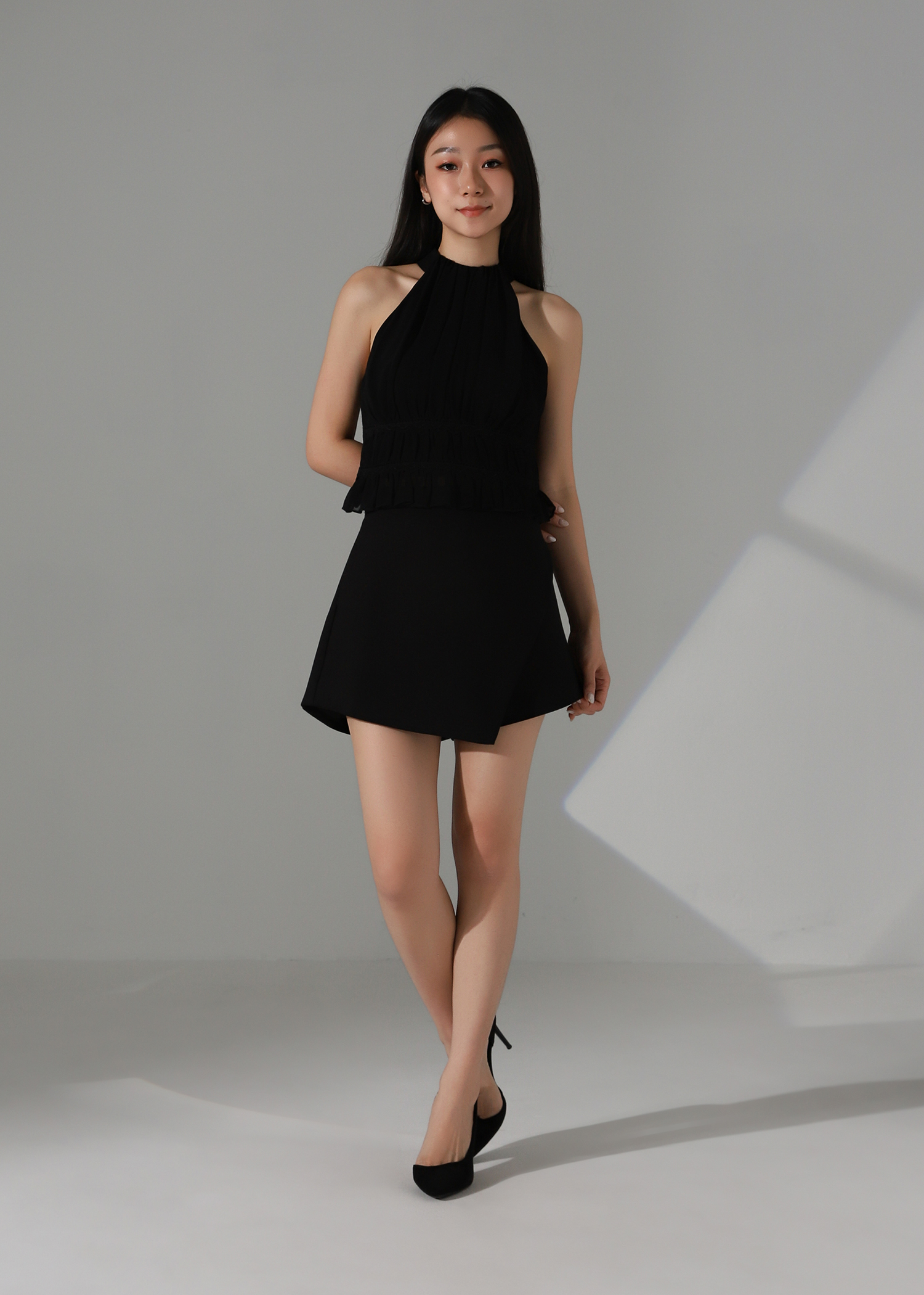Halter Neck Chiffon Ruffle Top AC189