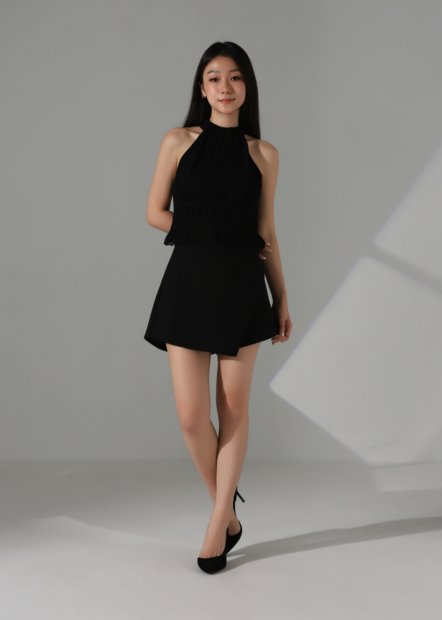 Halter Neck Chiffon Ruffle Top AC189