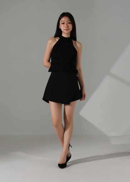 Halter Neck Chiffon Ruffle Top AC189