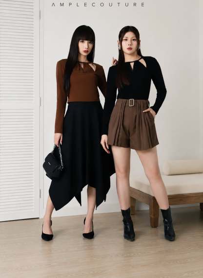 High Waist Asymmetrical Wide Leg Culottes Skirt AC181