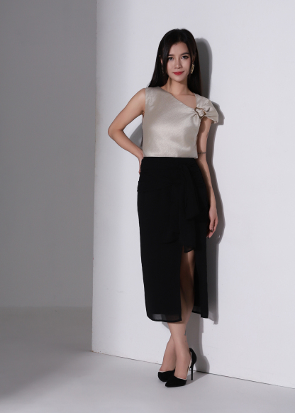 Bow Tie Waist Slit Skirt AC193