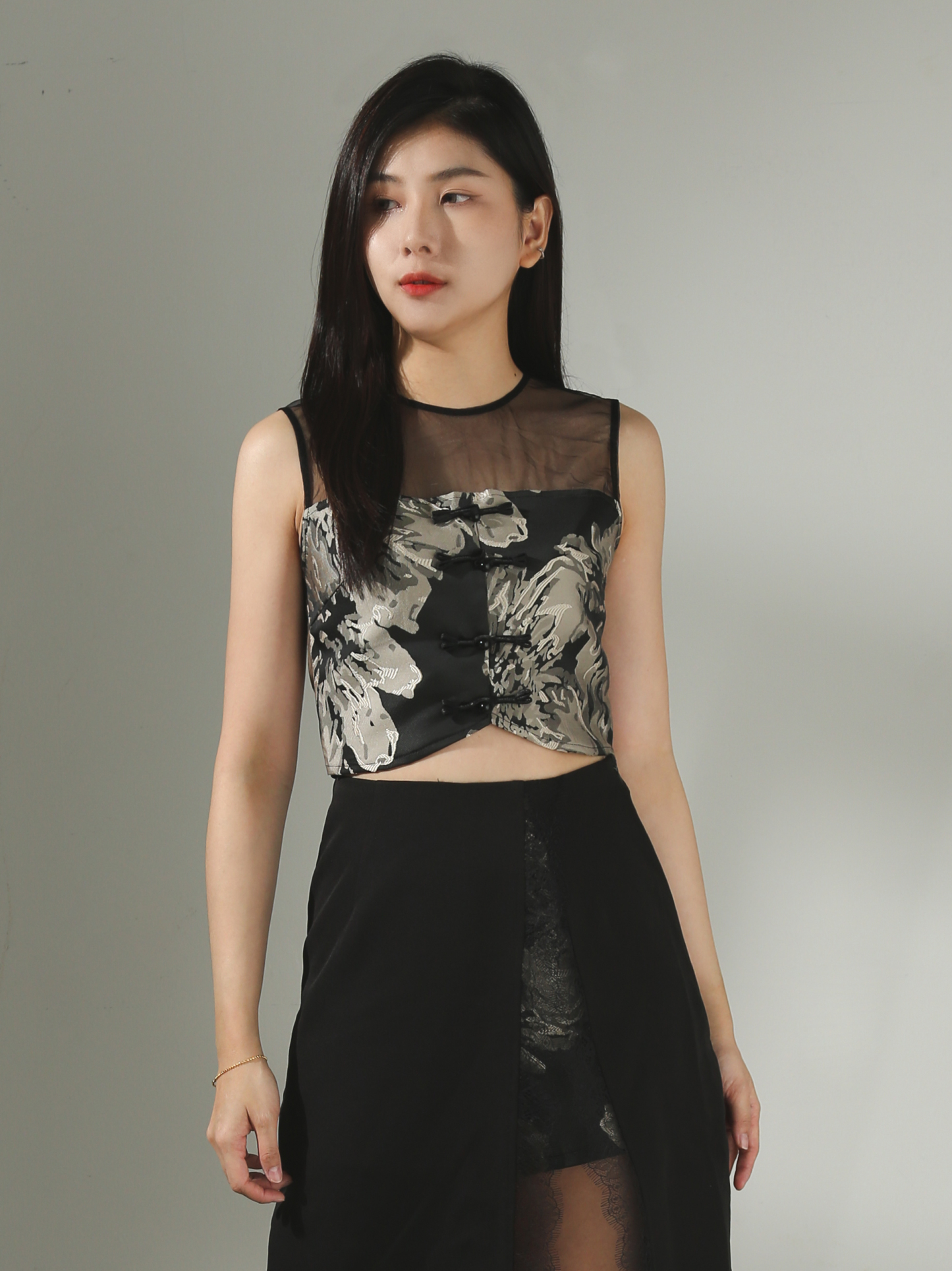 [PREORDER]High Waist Side Split With Lace Skirt AC412 (SPO)