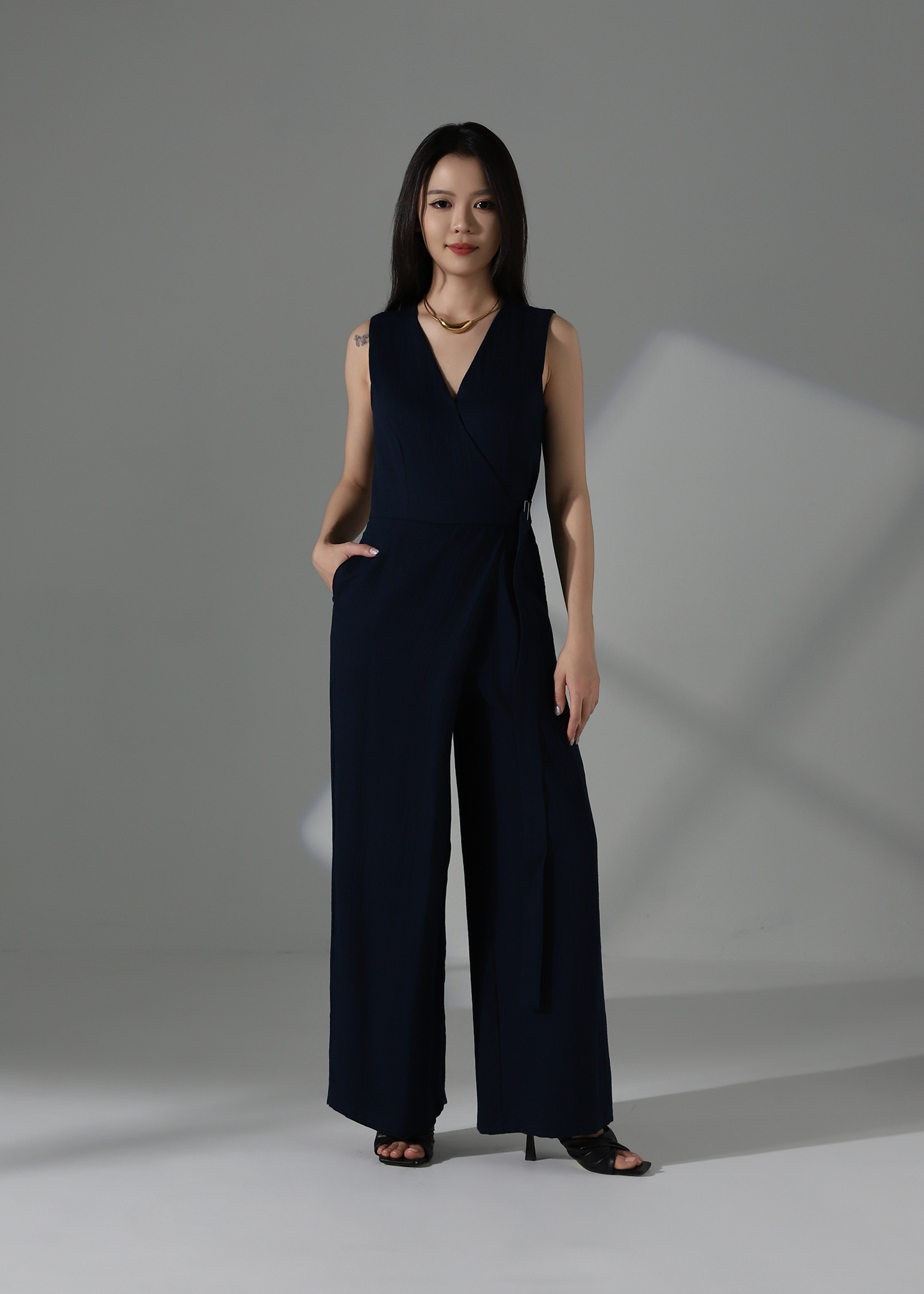 Linen Blend Wrapped Jumpsuit AC211