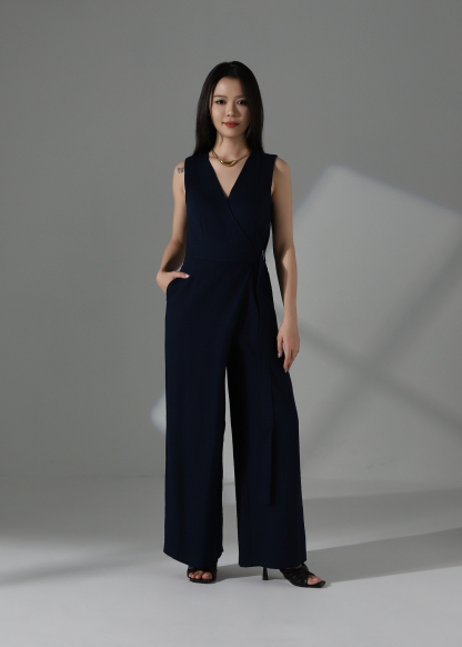 Linen Blend Wrapped Jumpsuit AC211