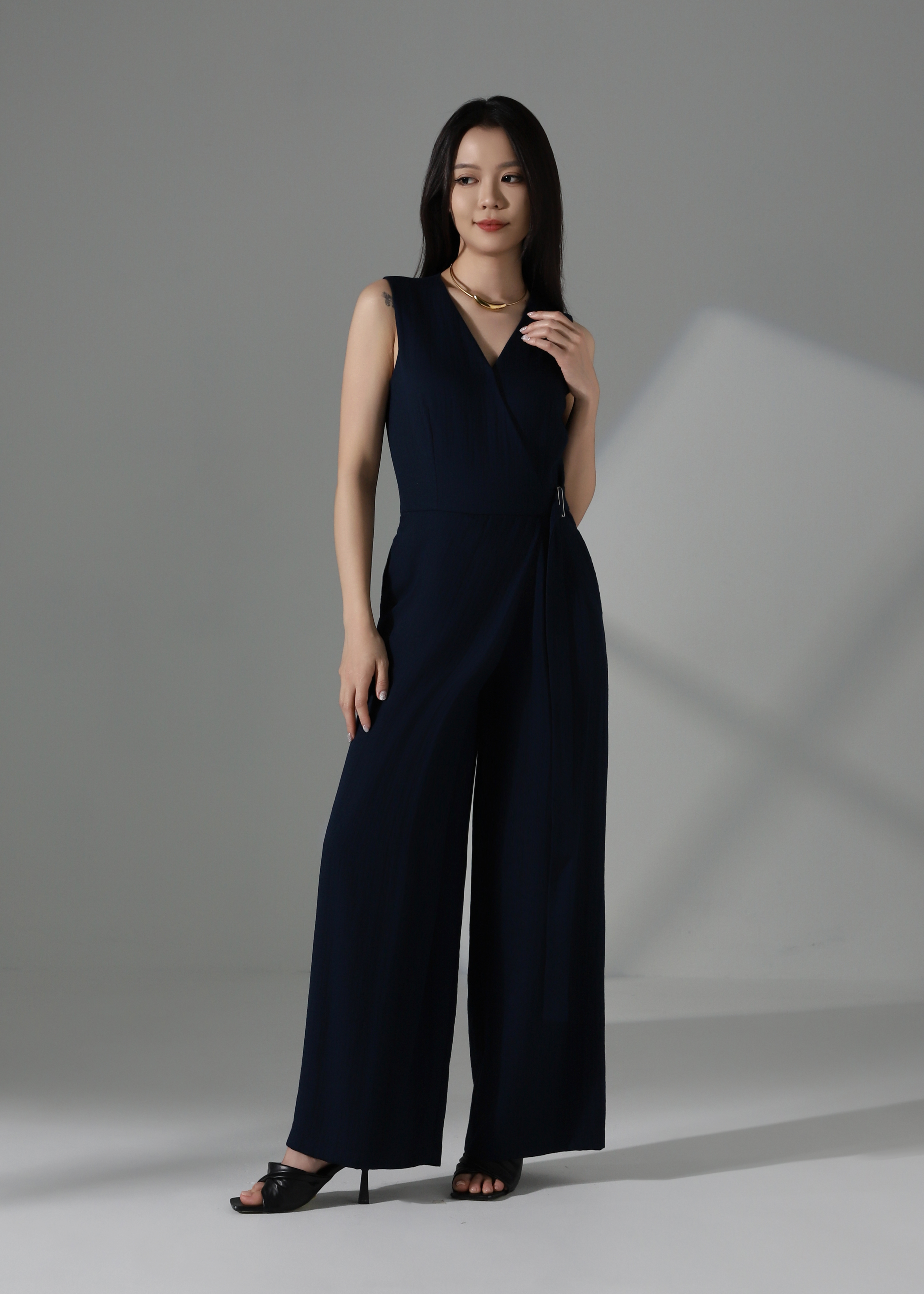 Linen Blend Wrapped Jumpsuit AC211
