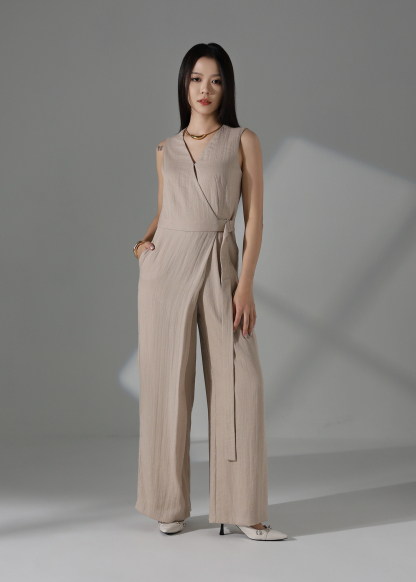Linen Blend Wrapped Jumpsuit AC211