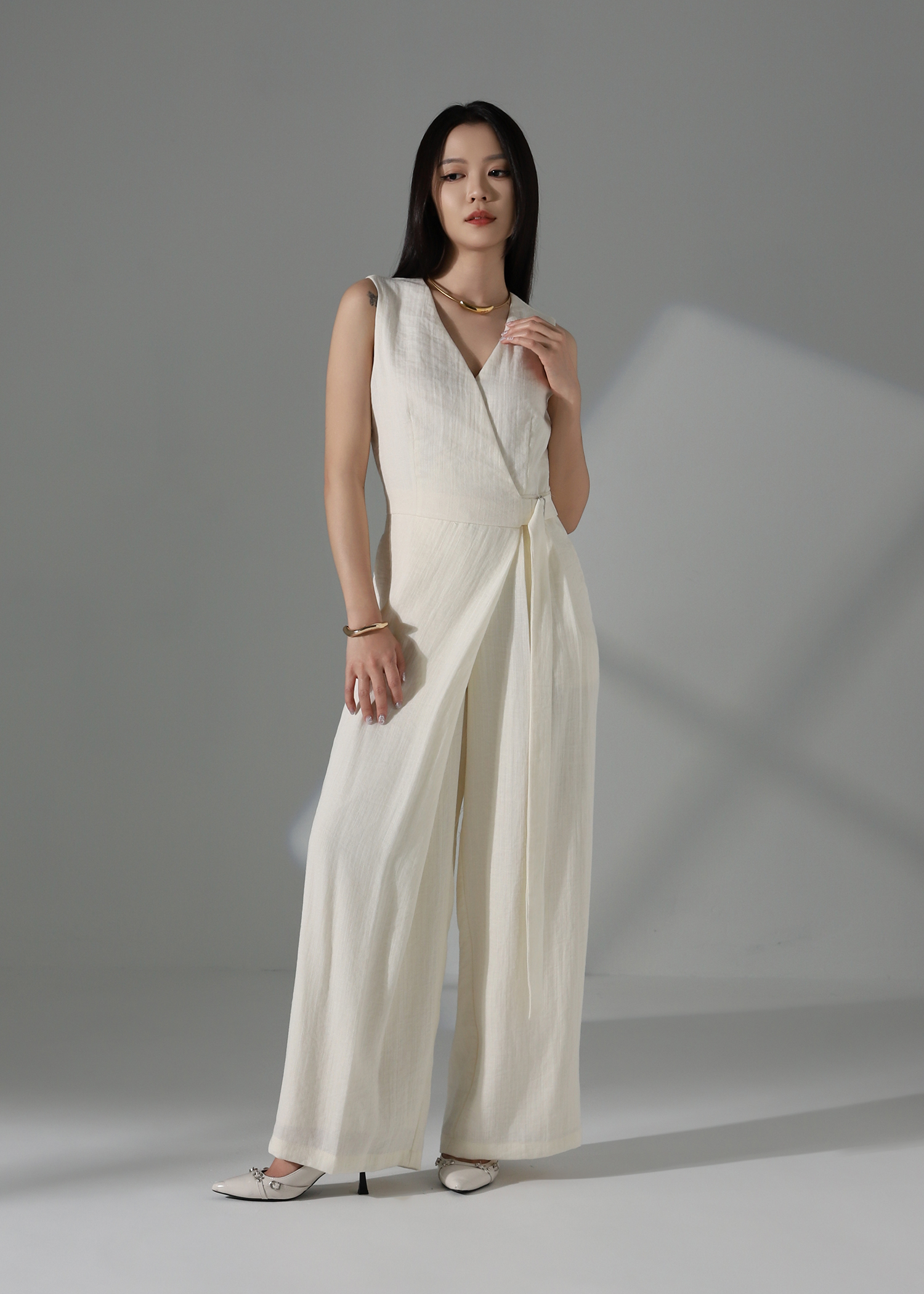 Linen Blend Wrapped Jumpsuit AC211