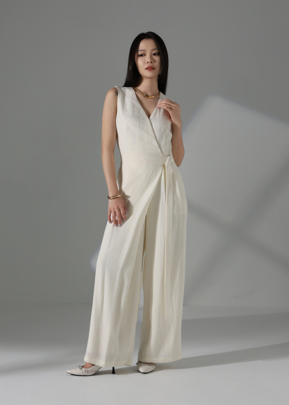 Linen Blend Wrapped Jumpsuit AC211
