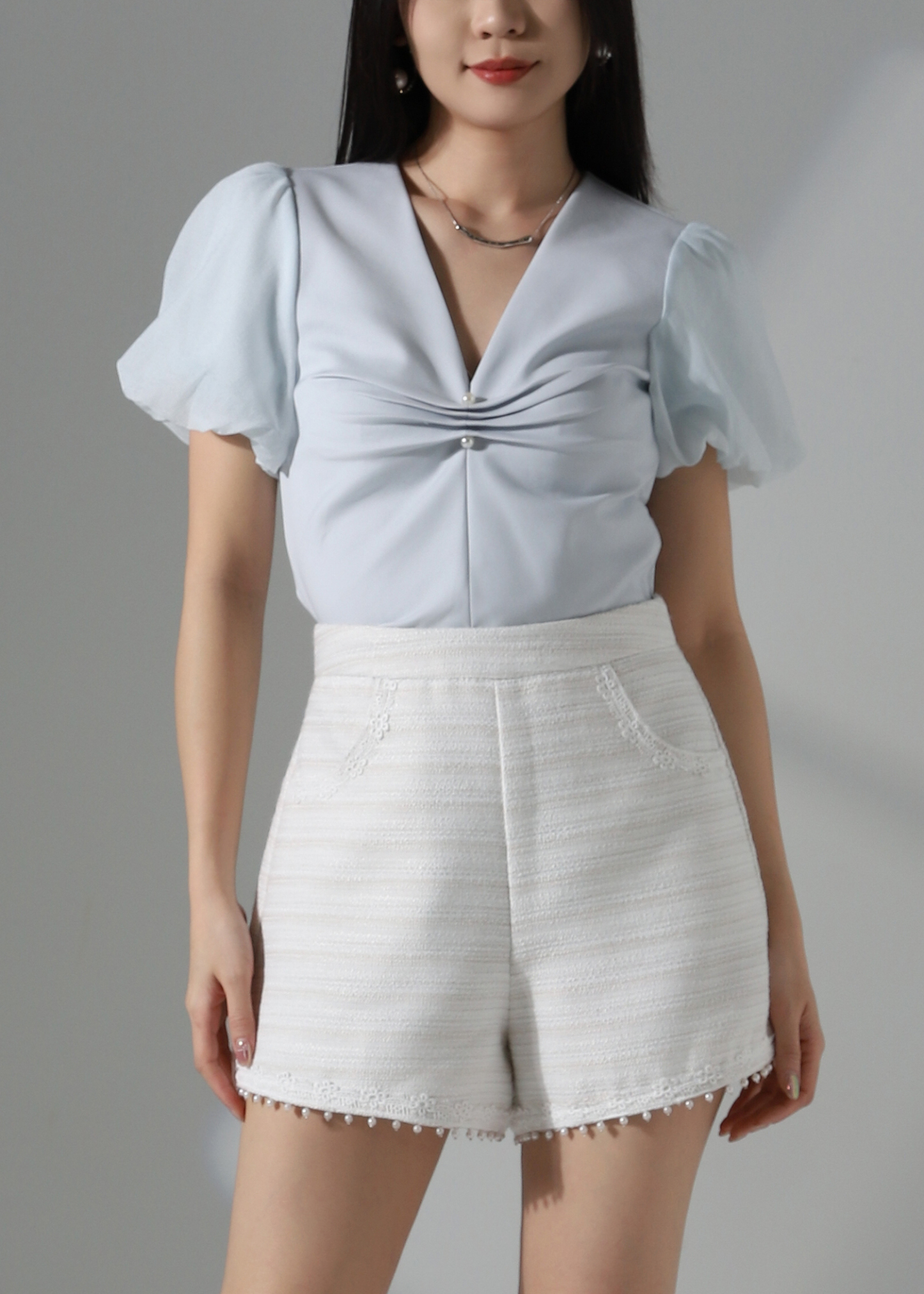 Puff Sleeve Net Top AC218