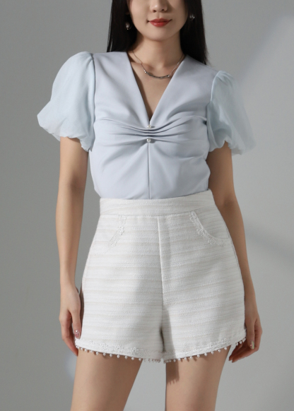 Puff Sleeve Net Top AC218