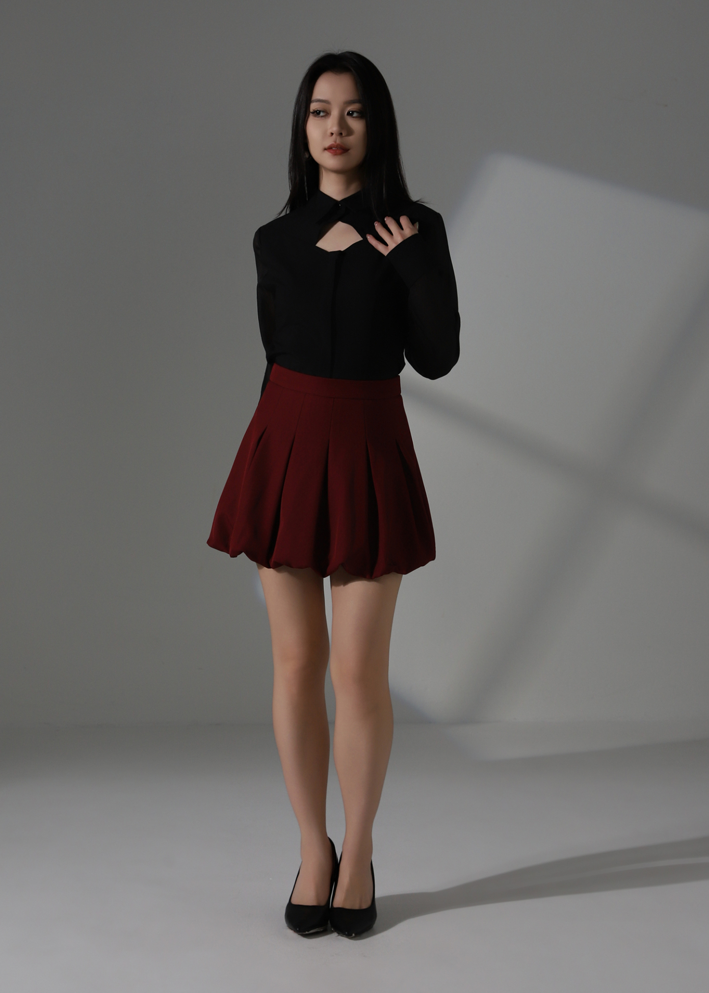 Cut-Out Collar Shirt Blouse AC224