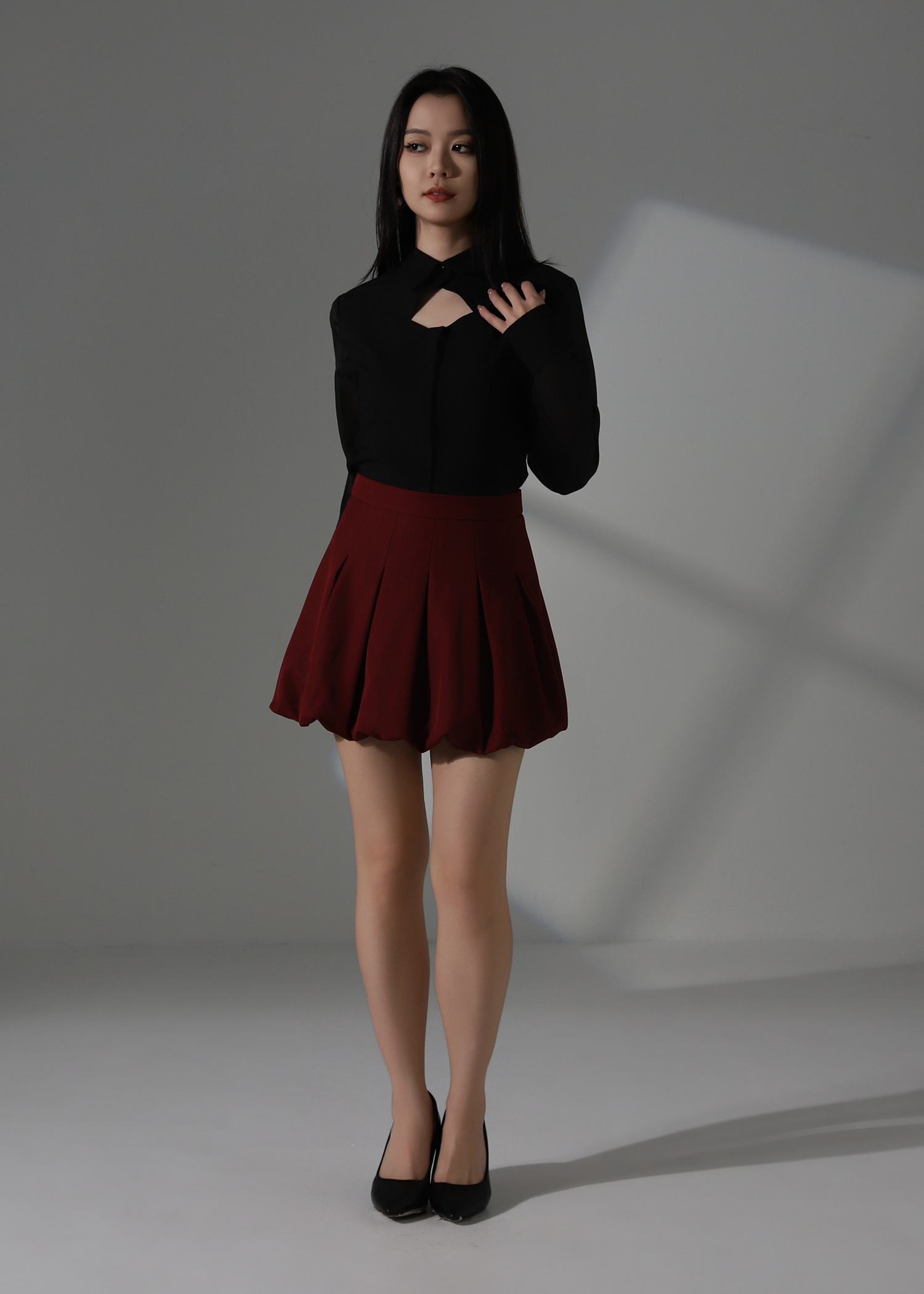 Cut-Out Collar Shirt Blouse AC224