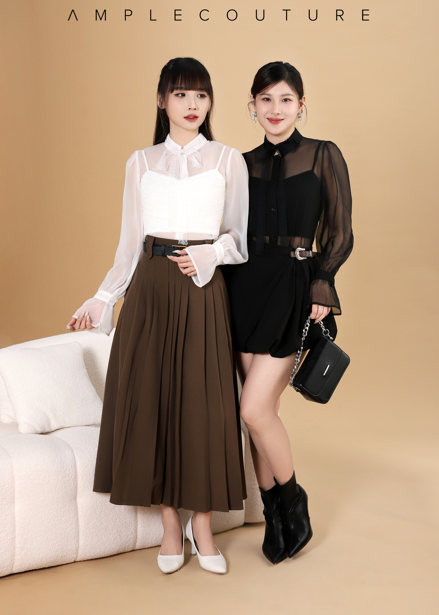 Sheer Layered Blouse Set AC227