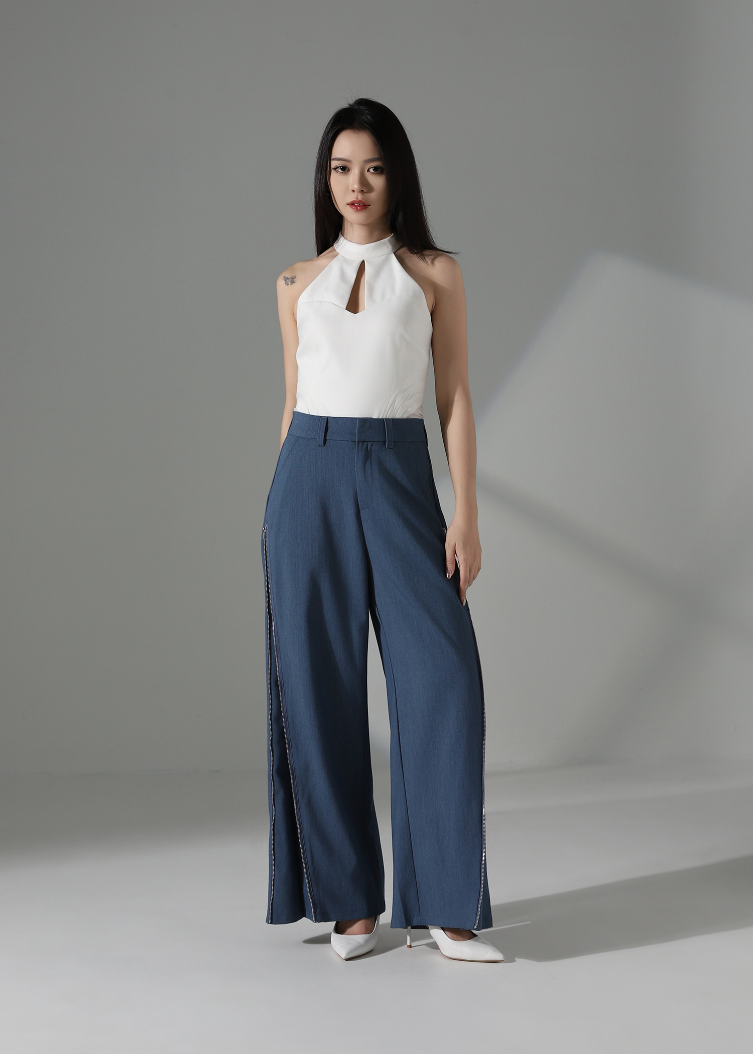 High Waist Side Zip Long Pants AC849