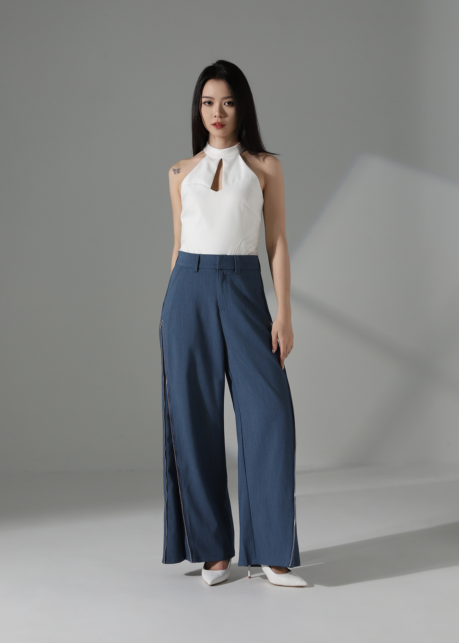 High Waist Side Zip Long Pants AC849