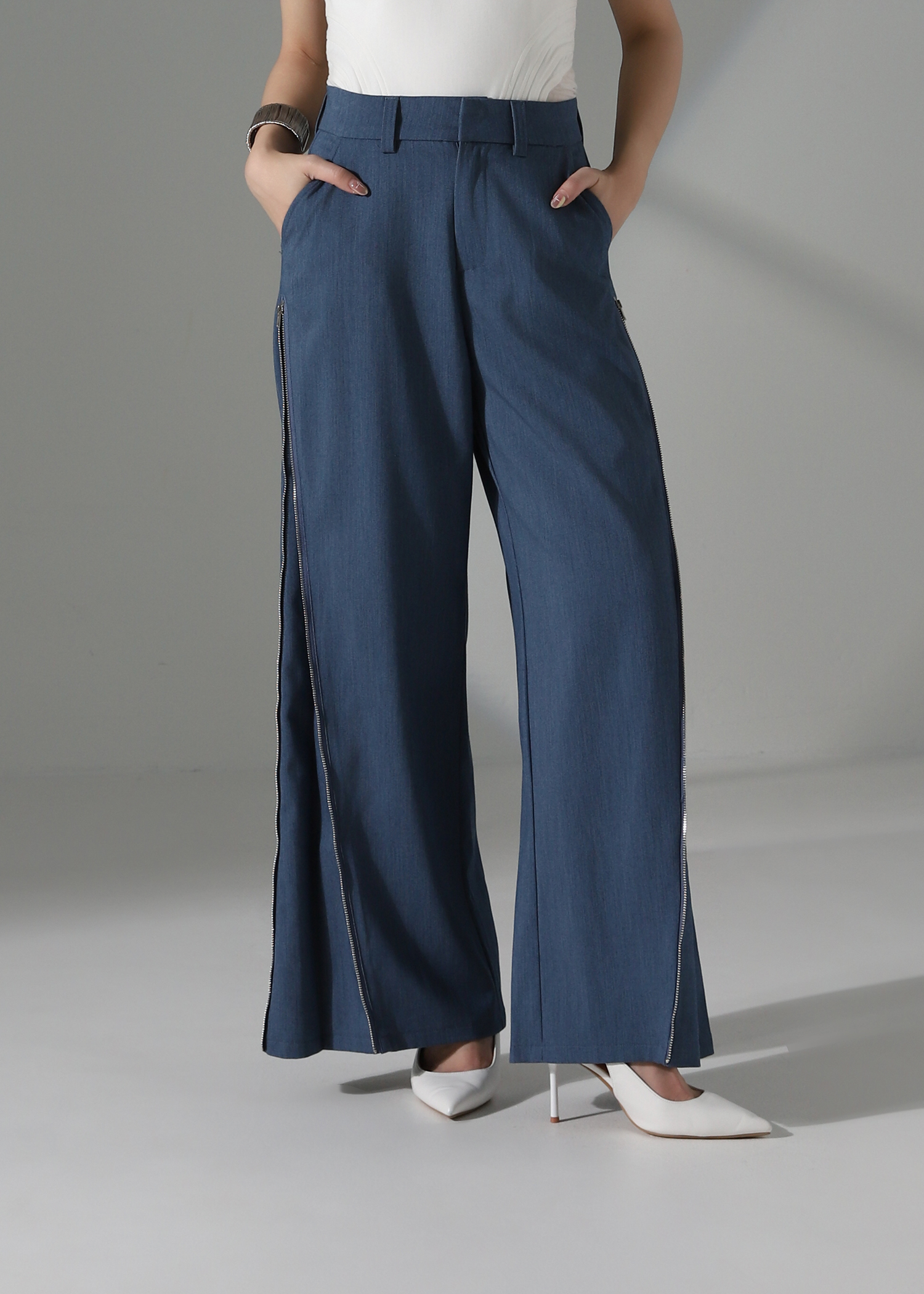 High Waist Side Zip Long Pants AC849