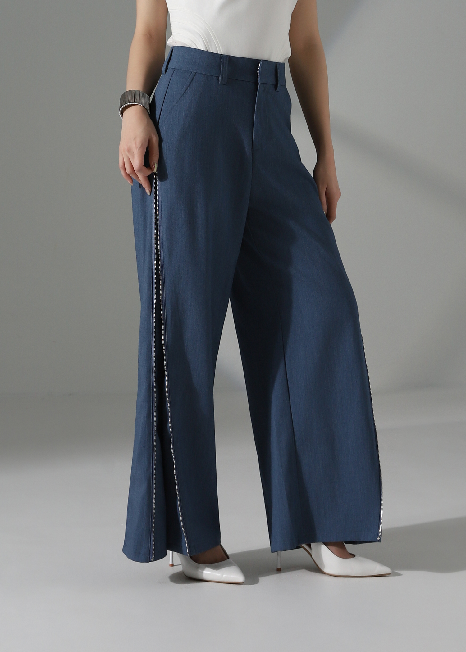 High Waist Side Zip Long Pants AC849