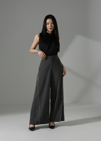 High Waist Side Zip Long Pants AC849