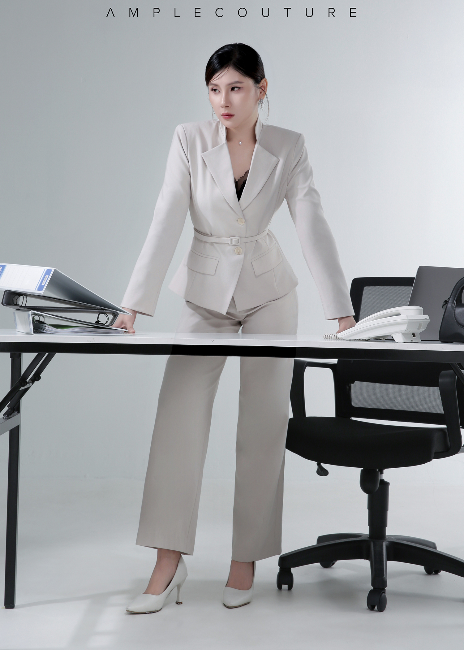 High-Waisted Straight-Leg Long Pants AC238