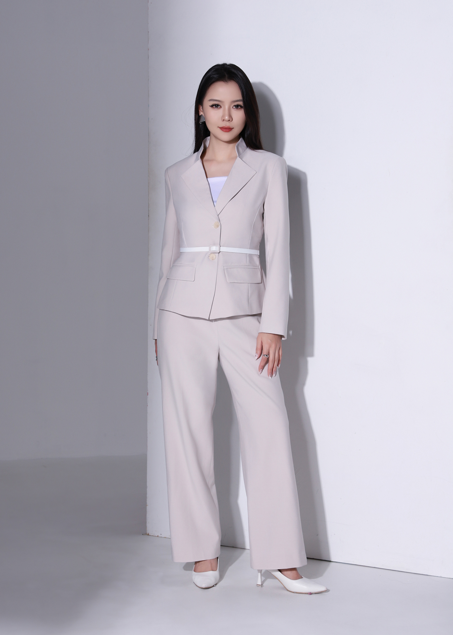 High-Waisted Straight-Leg Long Pants AC238