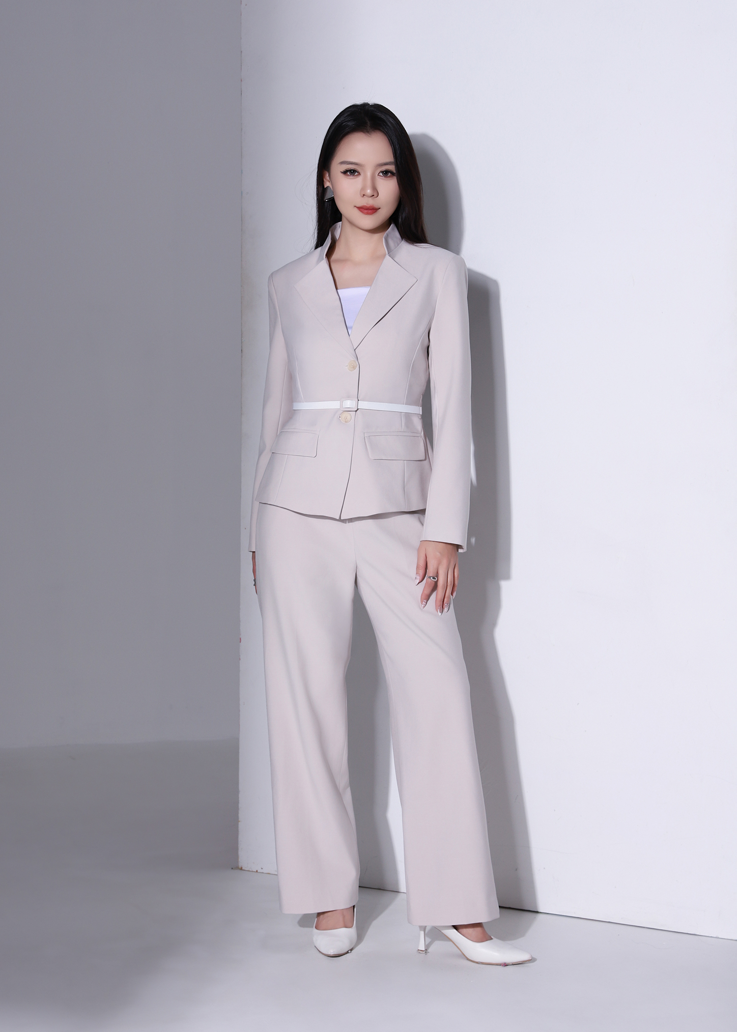 High-Waisted Straight-Leg Long Pants AC238