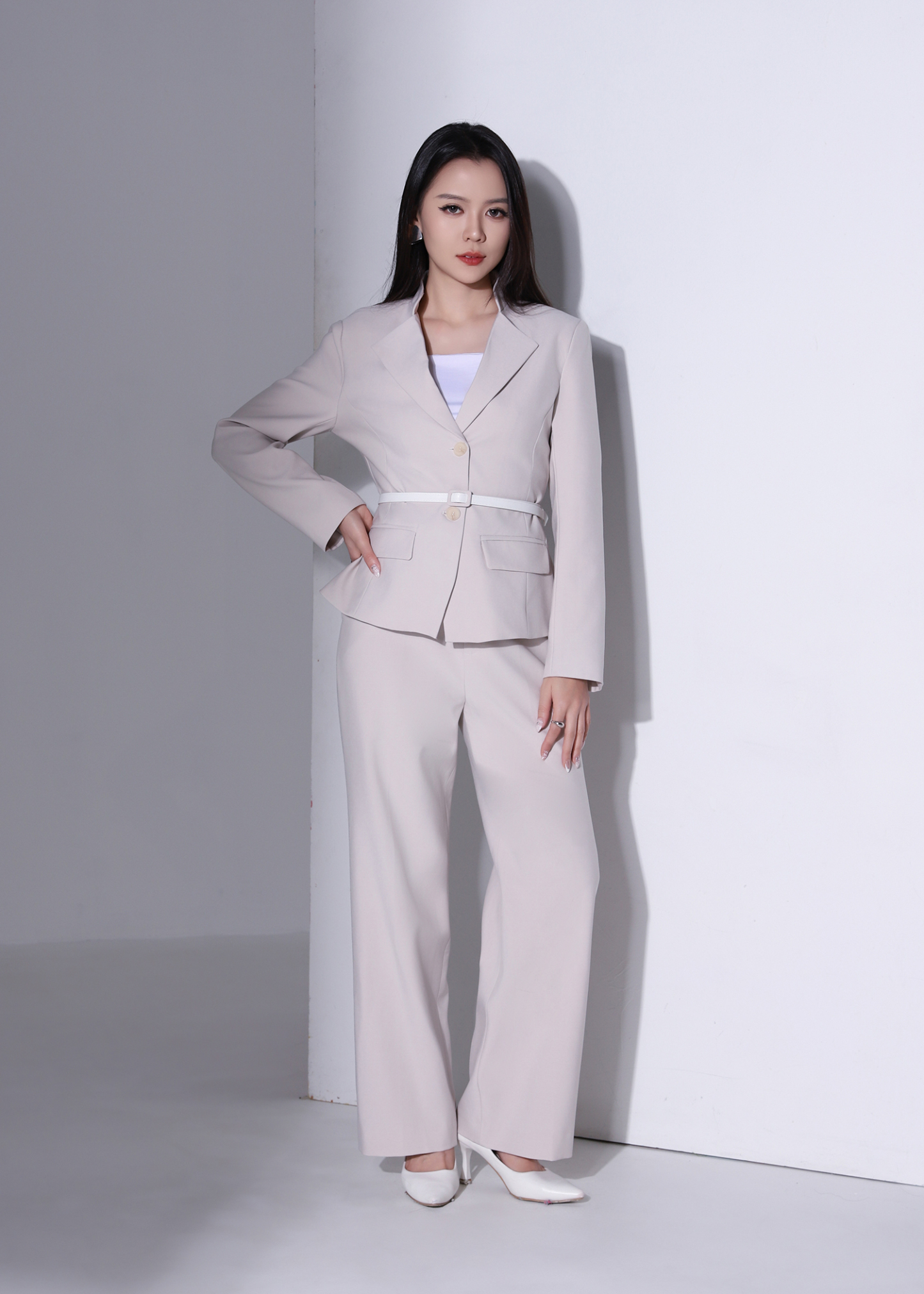 High-Waisted Straight-Leg Long Pants AC238