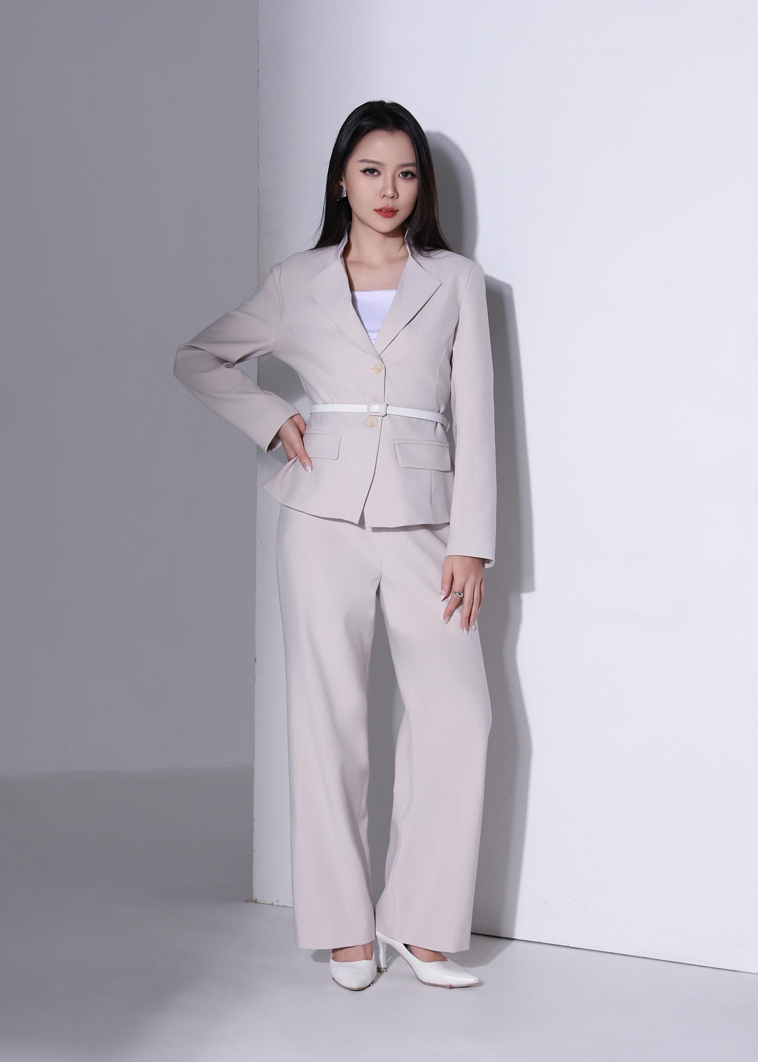 High-Waisted Straight-Leg Long Pants AC238
