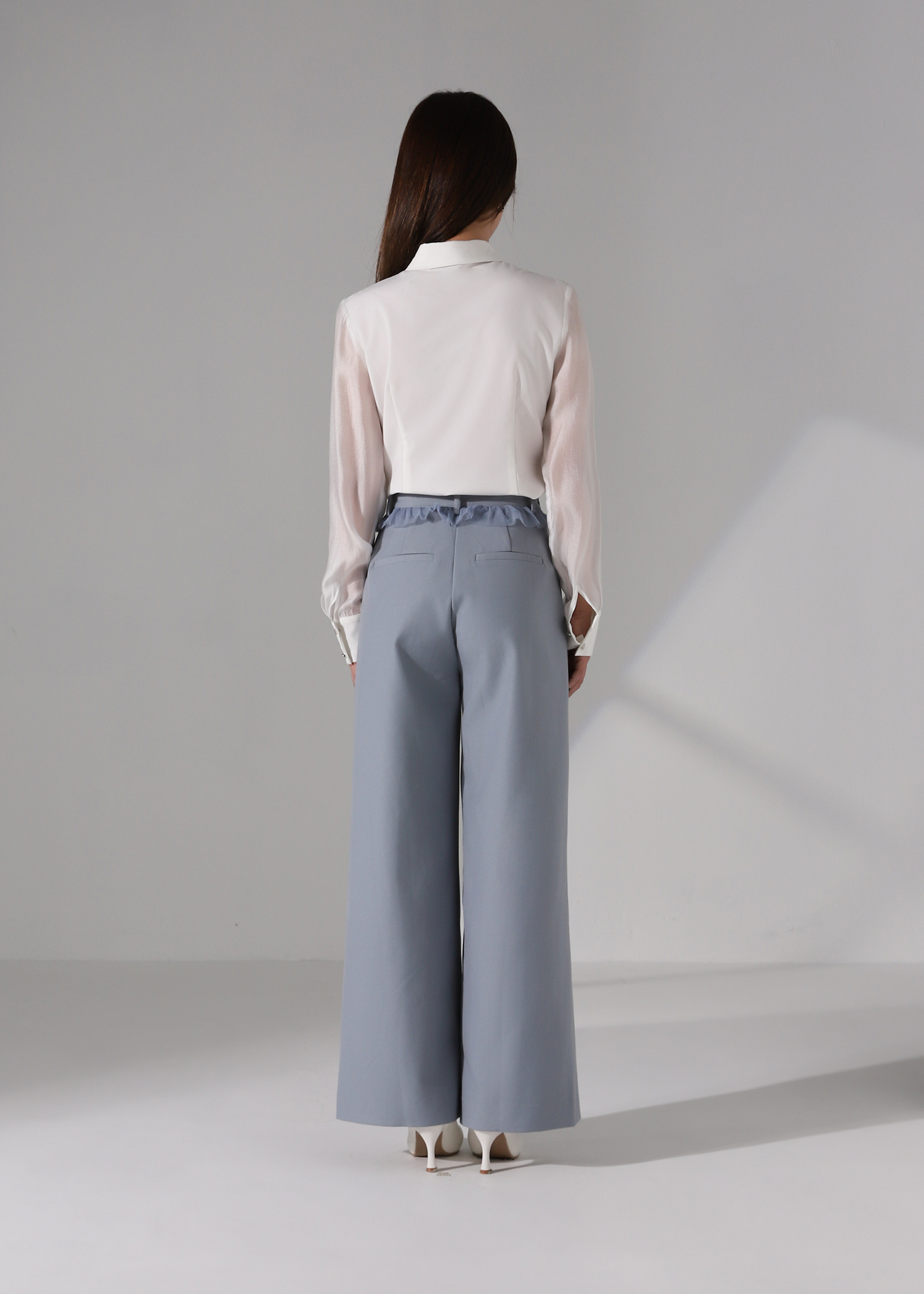 High Waist Decorative Net Ruffles Long Pants AC244