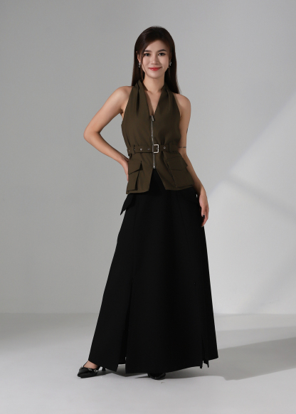 Sleeveless Slim Fit With Belt Top AC245