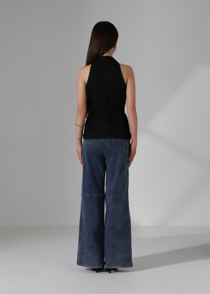 Sleeveless Slim Fit With Belt Top AC245
