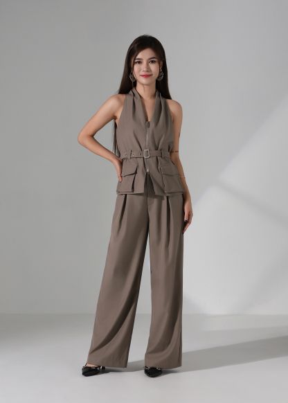 Sleeveless Slim Fit With Belt Top AC245