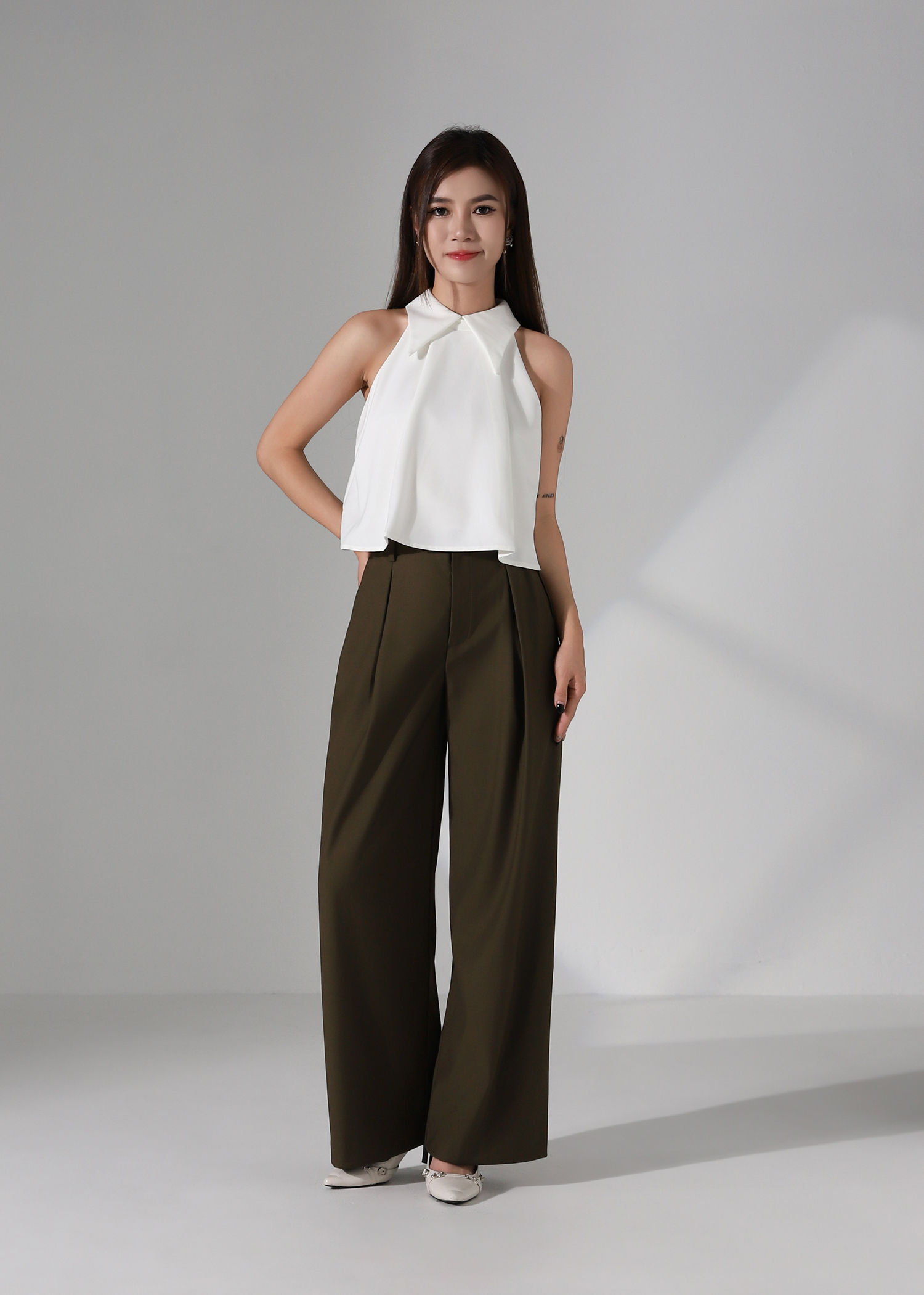 High Waisted Wide Leg Trousers Long Pant AC246