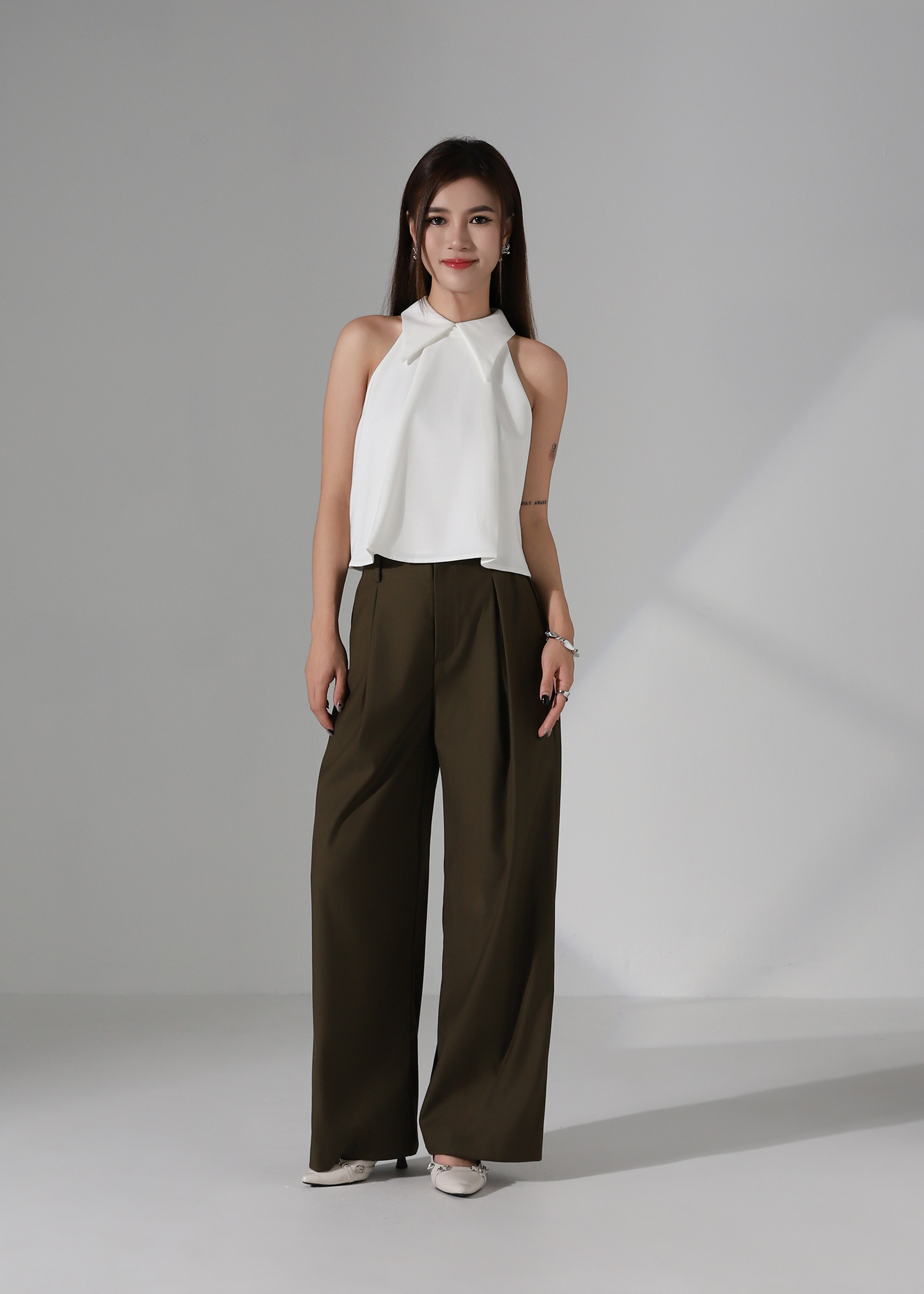High Waisted Wide Leg Trousers Long Pant AC246