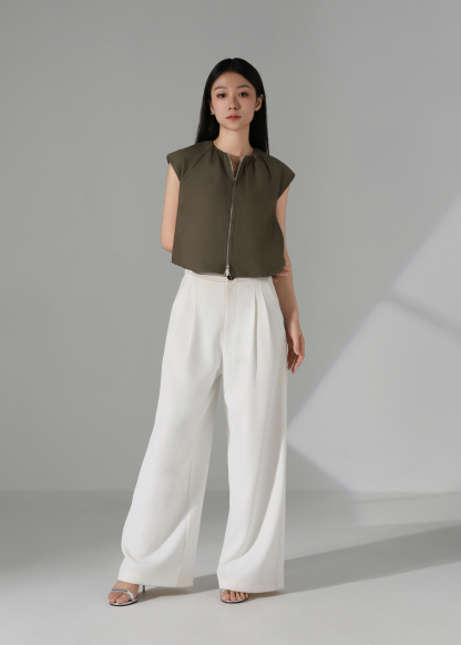 Front Zip Cap Sleeve Top AC248