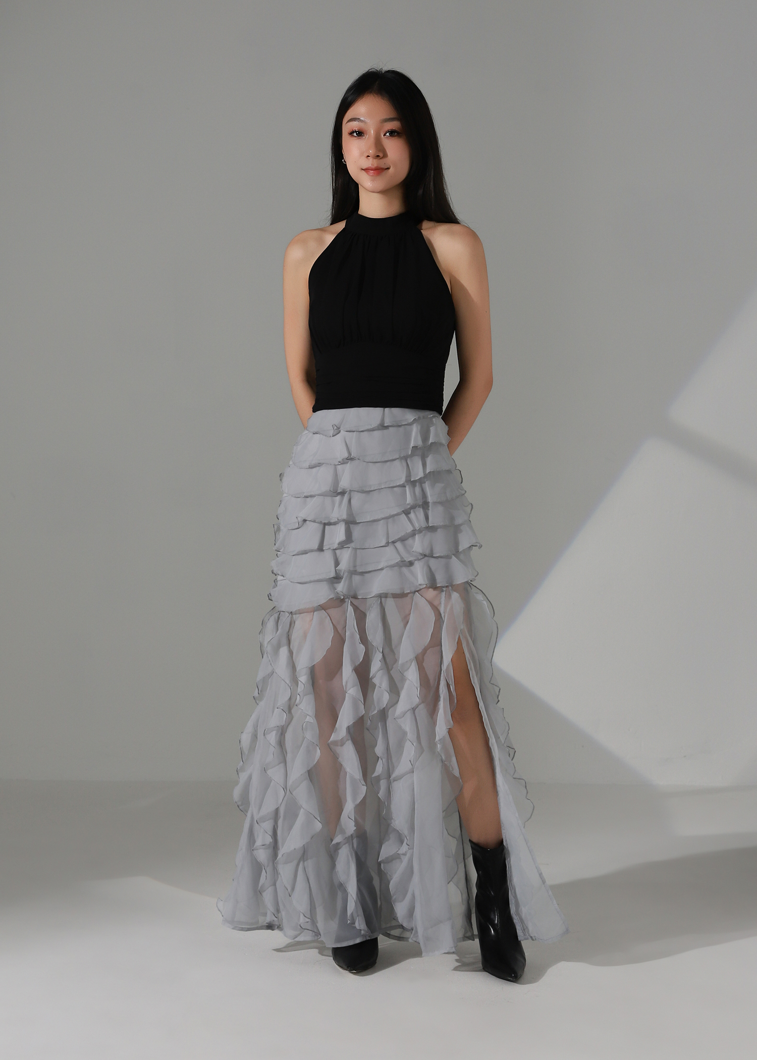 Pleated Halter Crop Top AC253