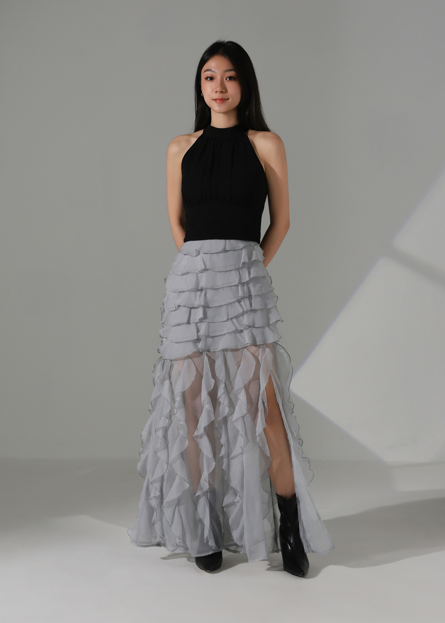 Pleated Halter Crop Top AC253