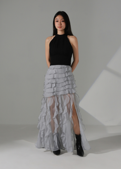 Pleated Halter Crop Top AC253