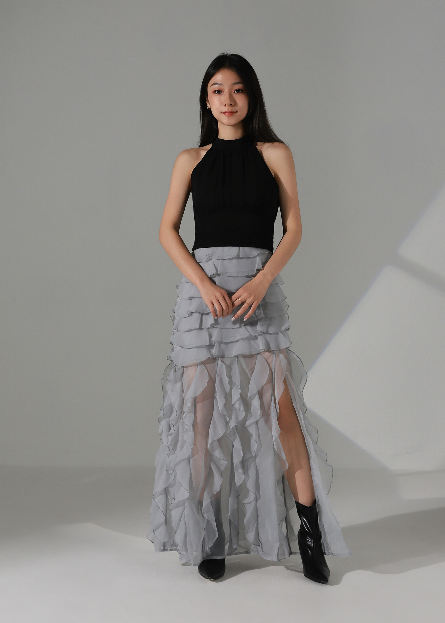 Pleated Halter Crop Top AC253