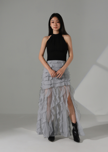 Pleated Halter Crop Top AC253