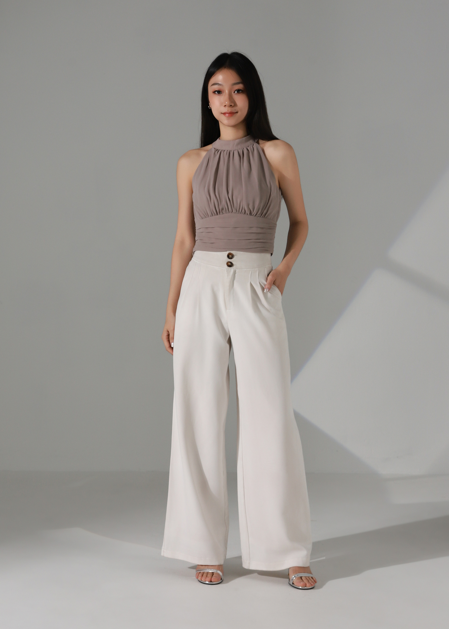 Pleated Halter Crop Top AC253