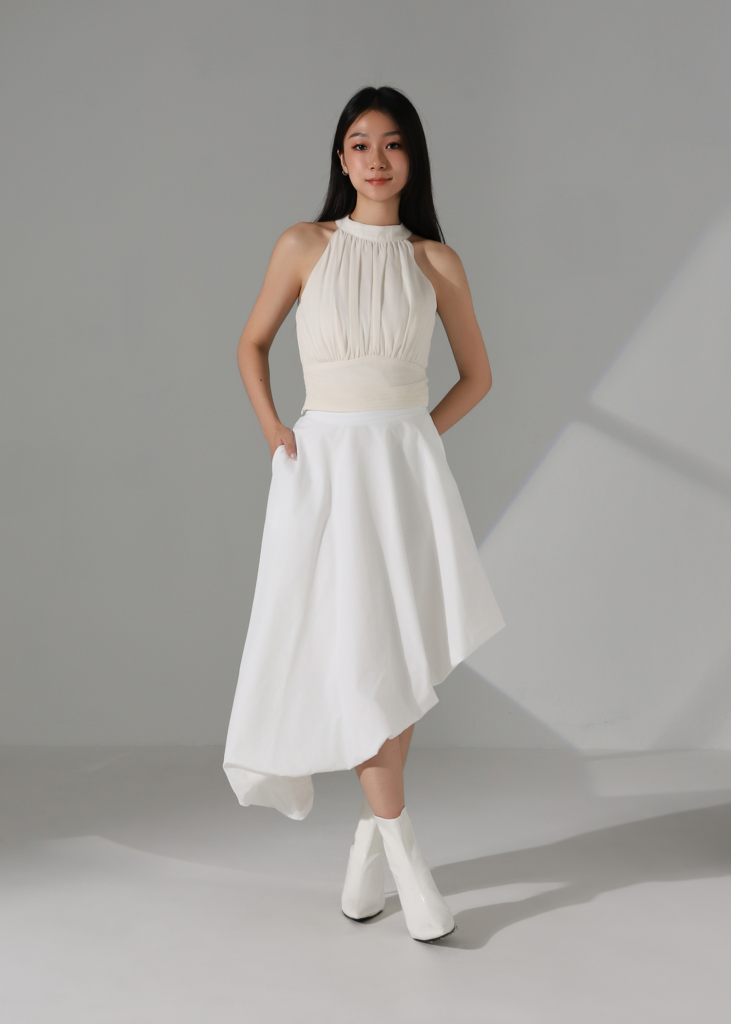 Pleated Halter Crop Top AC253