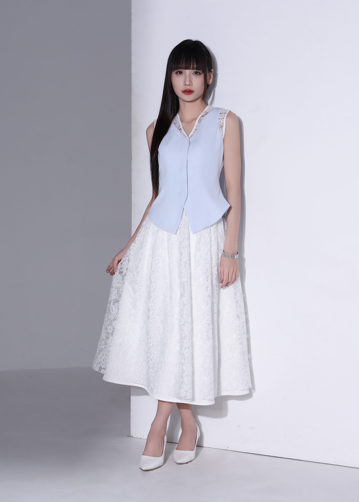 Floral Lace Midi Skirt AC255