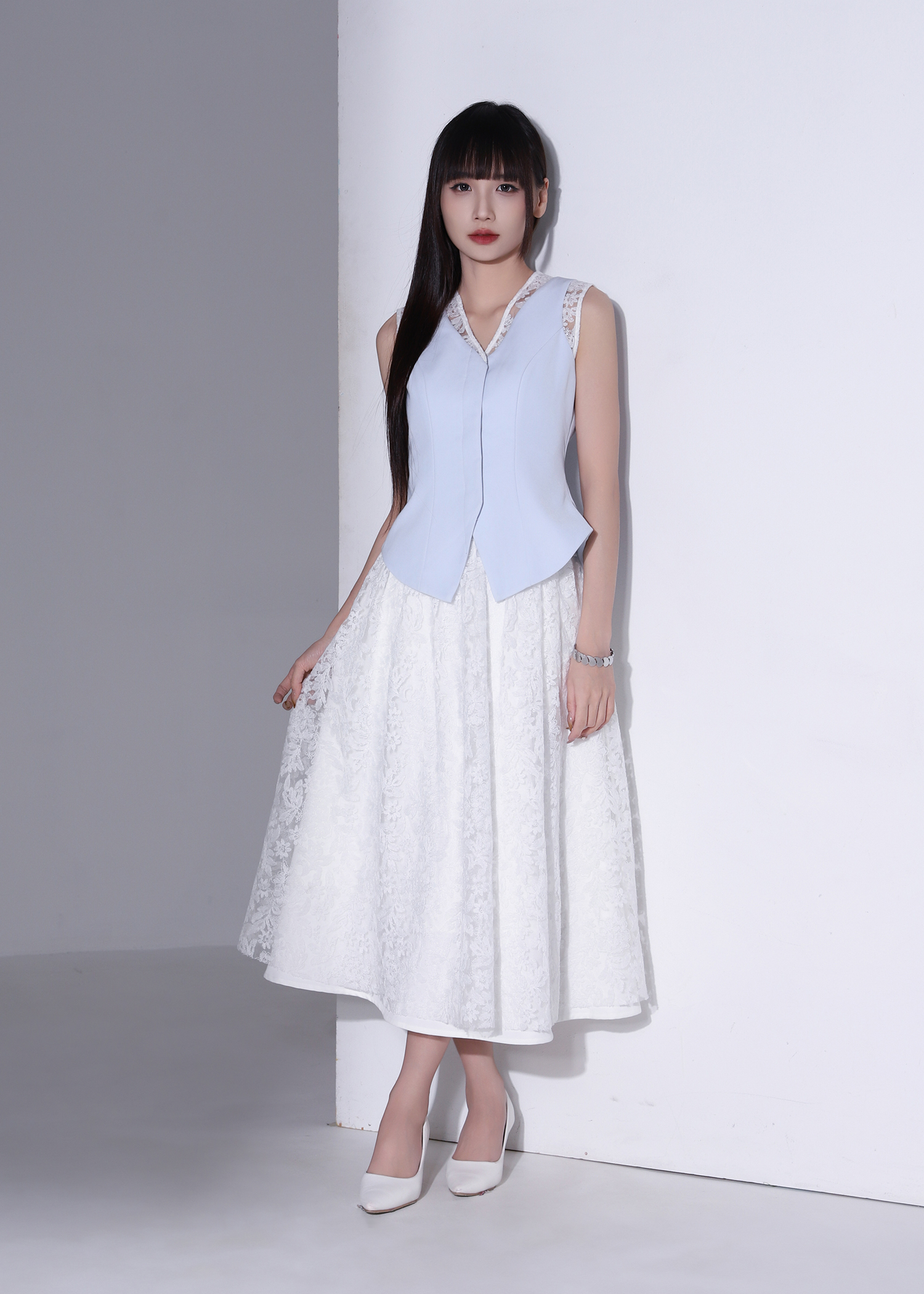 Floral Lace Midi Skirt AC255