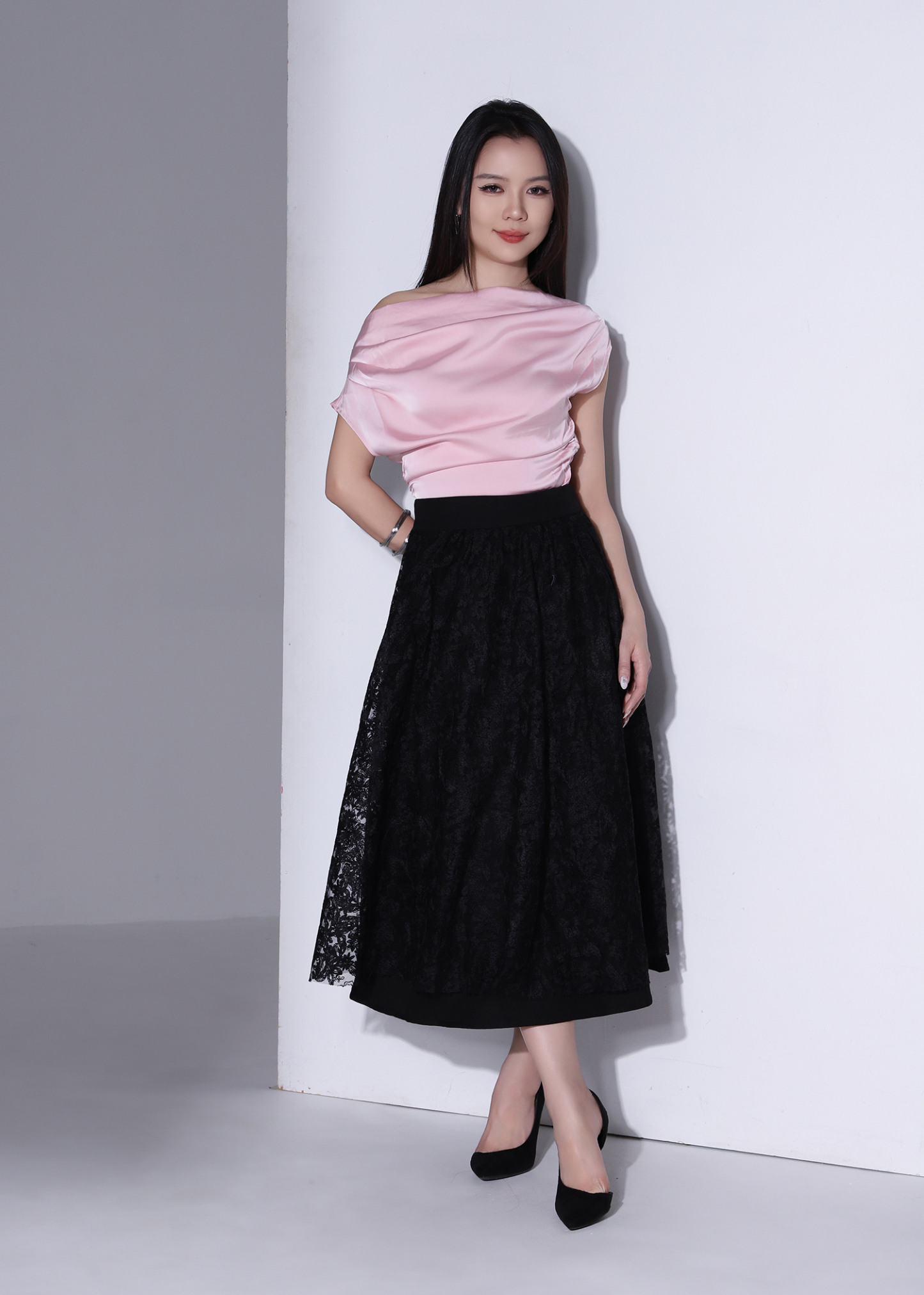 Floral Lace Midi Skirt AC255