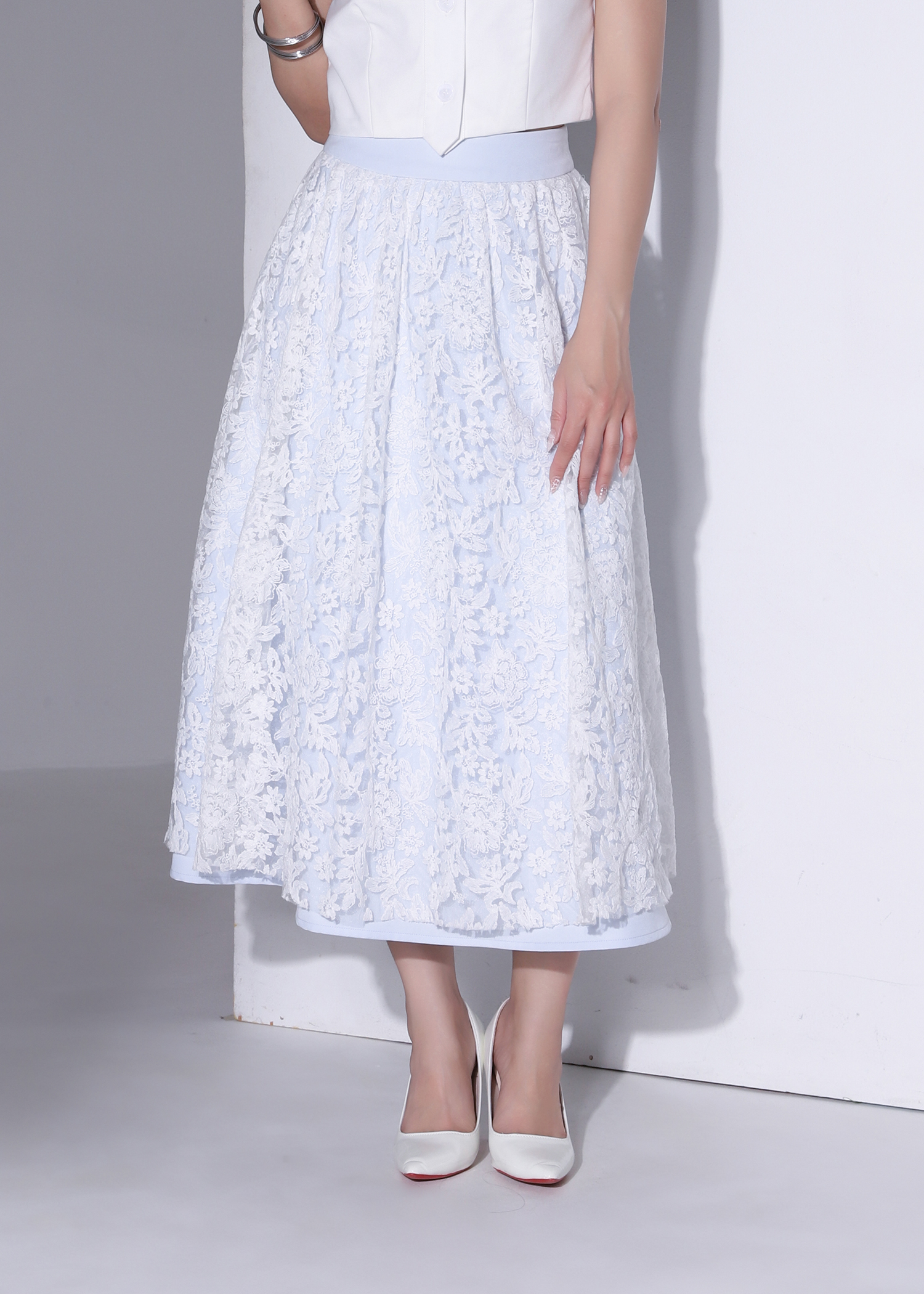 Floral Lace Midi Skirt AC255