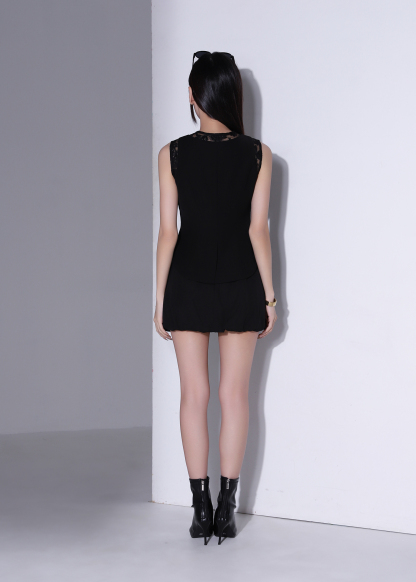 V Neck Lace Sleeveless Top AC256