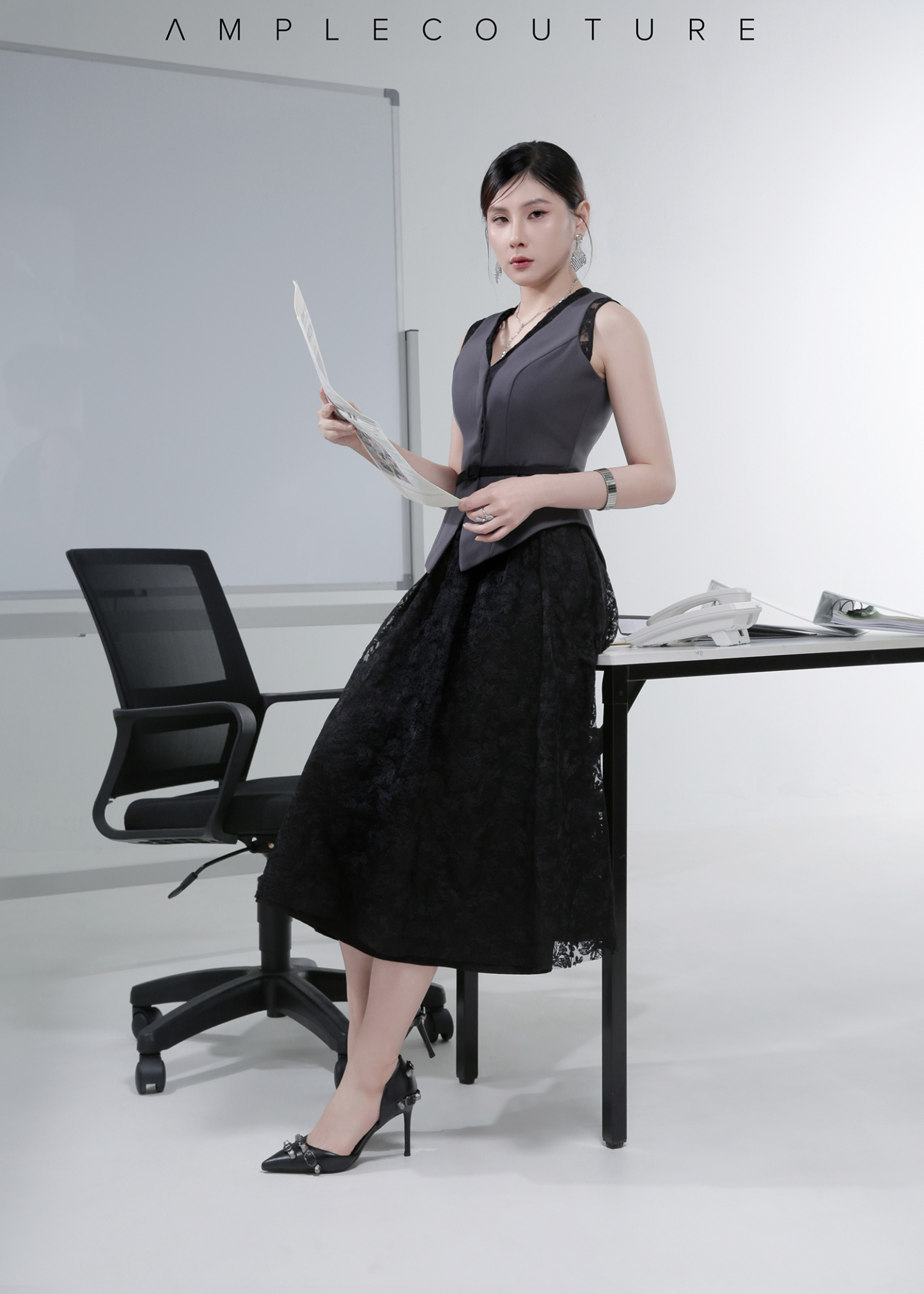 Floral Lace Midi Skirt AC255